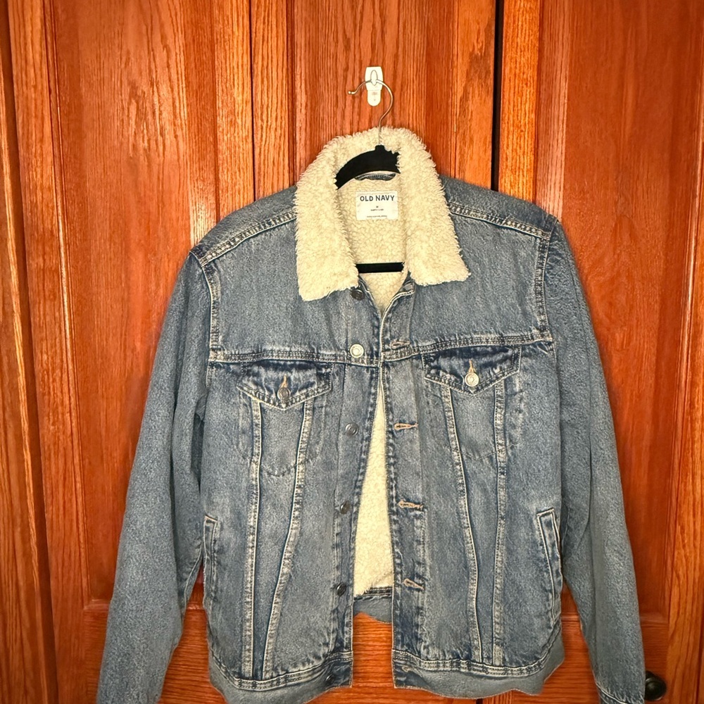 Old Navy Blue Denim Jacket with Cream Sherpa Lining